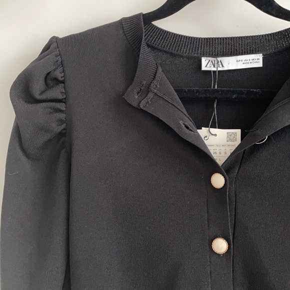 Zara puff sleeve cardigan with pearl button detail - Picture 4 of 5